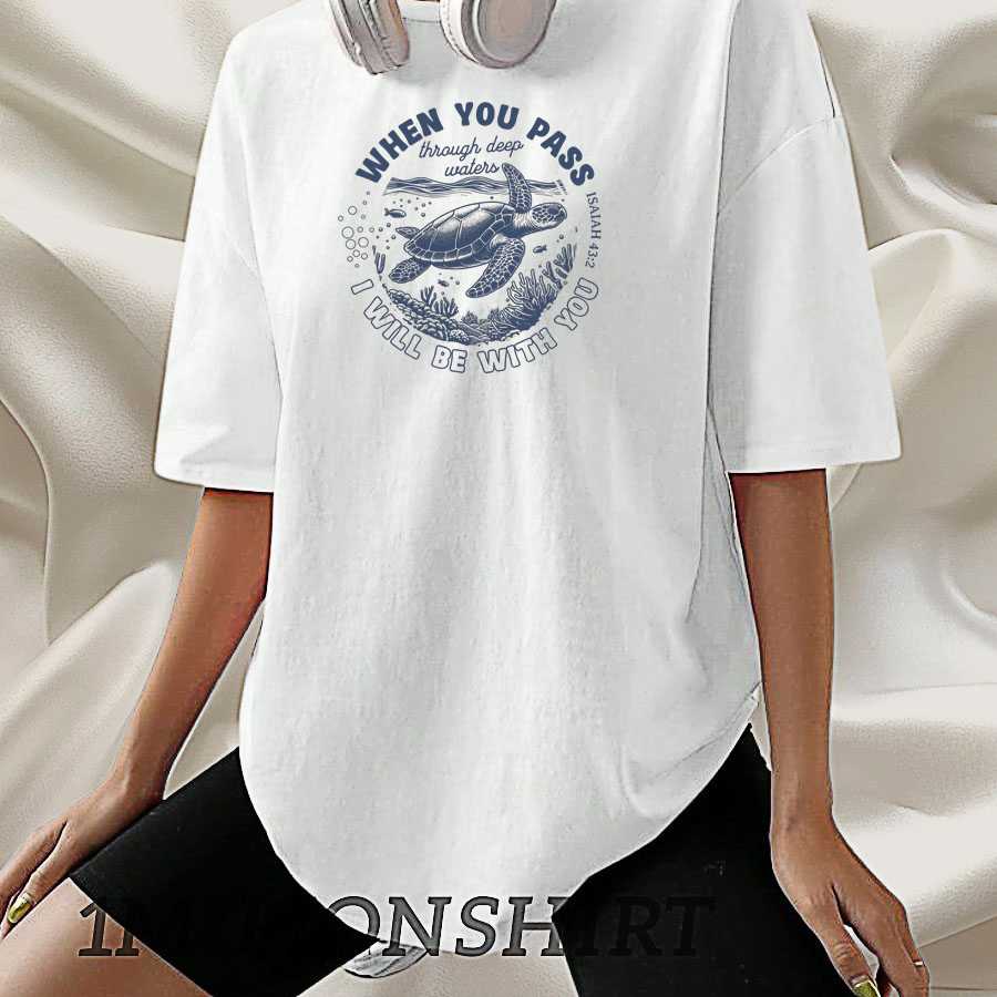 When You Go Through Waters T Shirt Isaiah 43:2 Christian Summer Tee