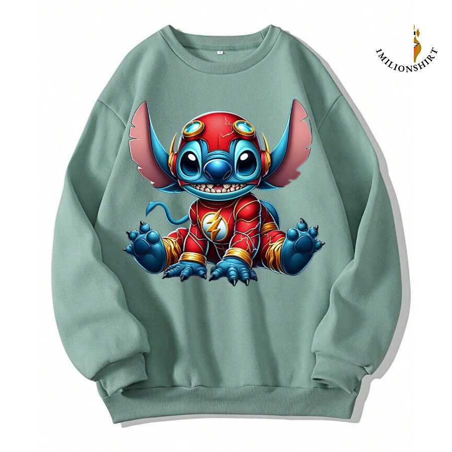Stitch The Flash Sweatshirt - Dc Comics Disney Fan Apparel