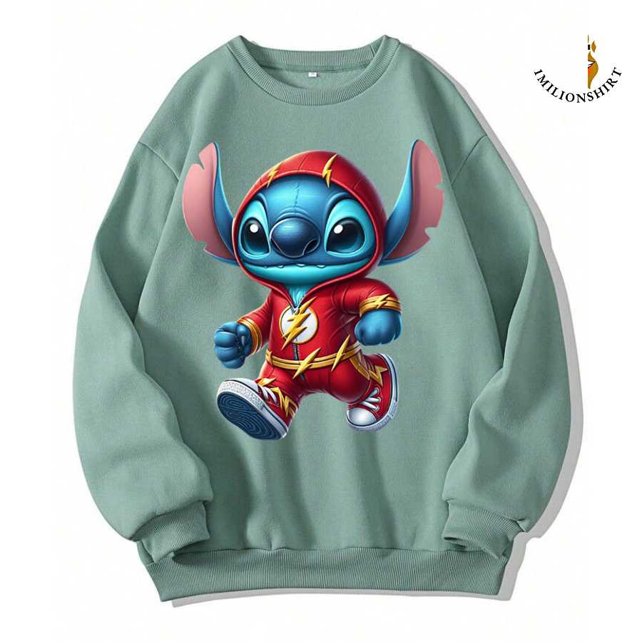 Stitch The Flash Sweatshirt - Dc Comics Disney Fan Apparel