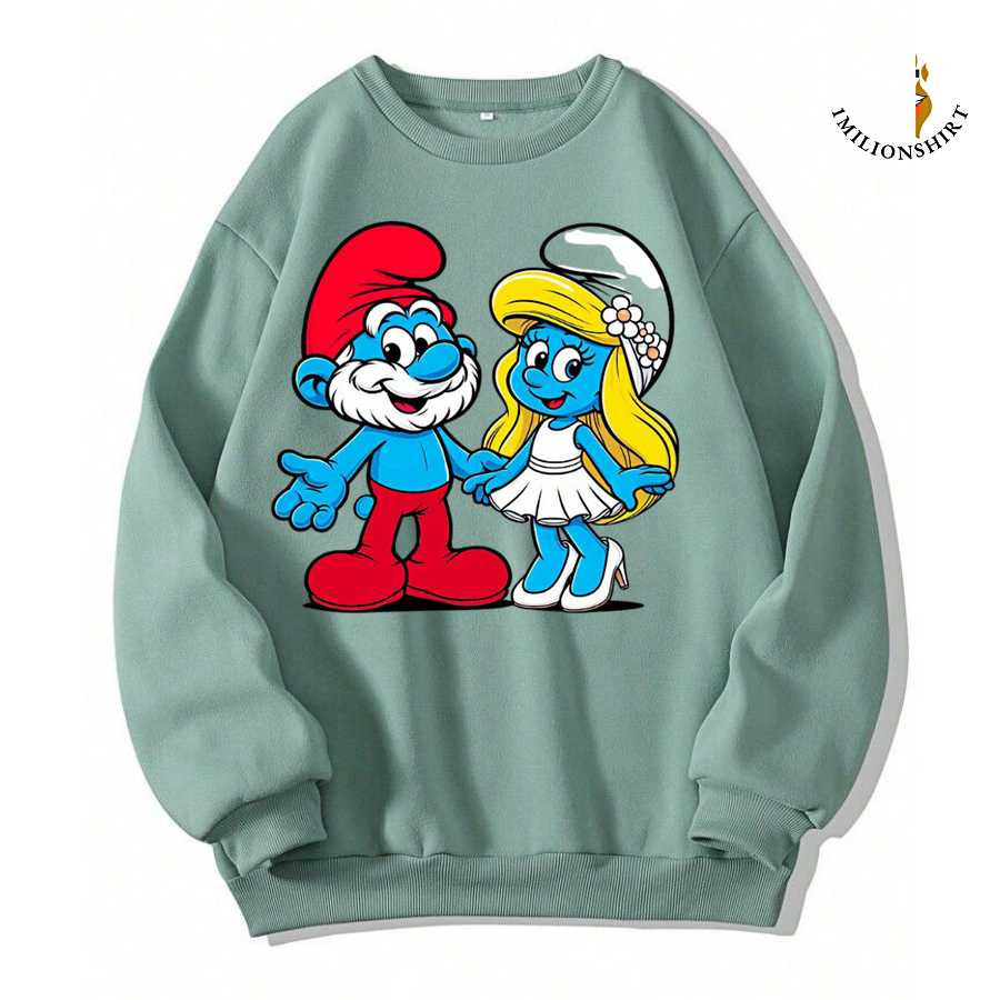 Papa Smurf & Smurfette Sweatshirt - The Smurfs Cartoon Apparel