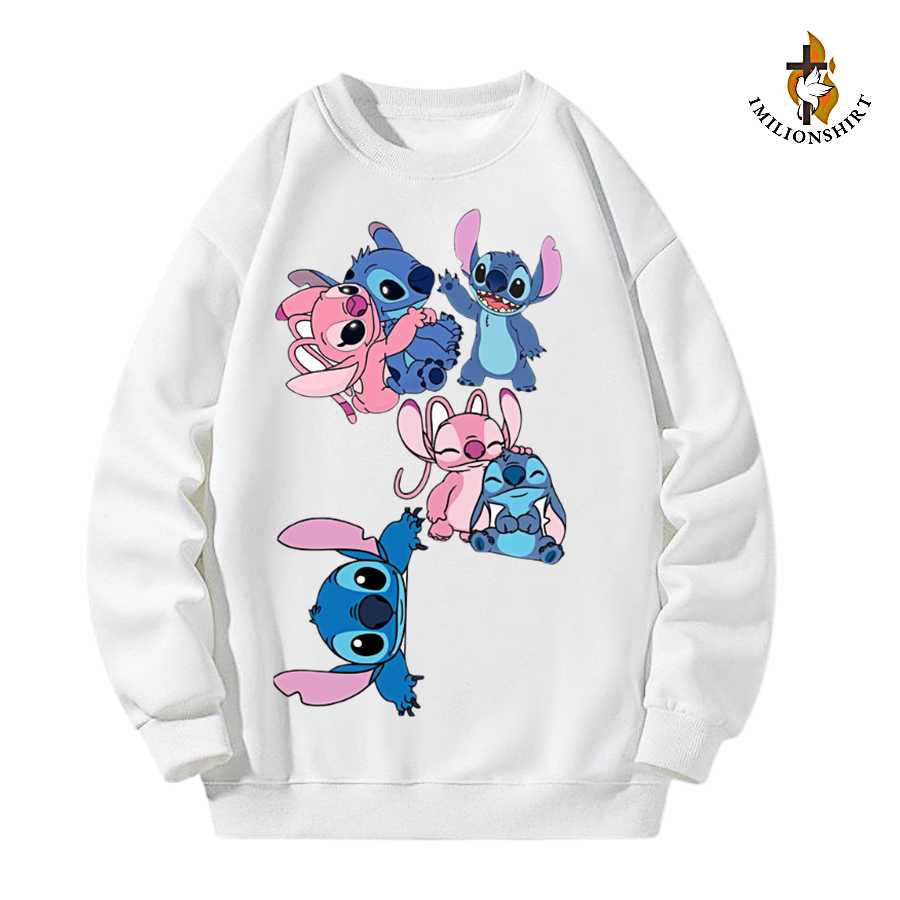Cute Stitch Couple Sweatshirt - Disney Lilo & Stitch Fan Apparel