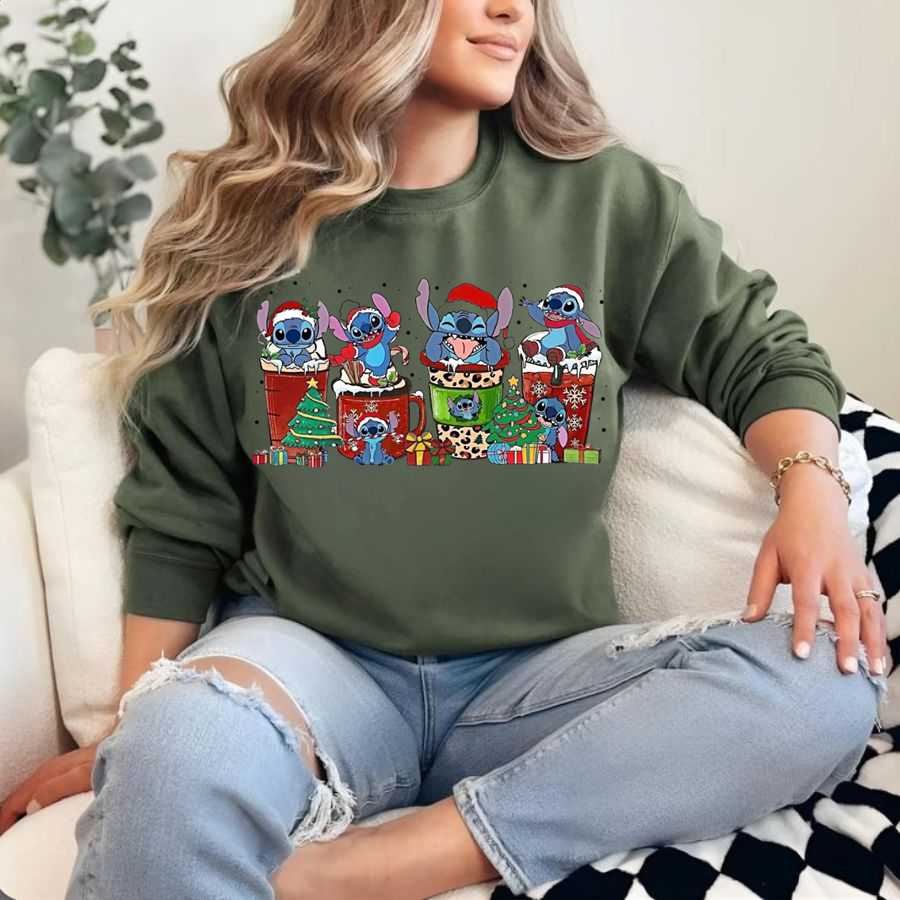 Holiday Stitch Cups Christmas Sweatshirt
