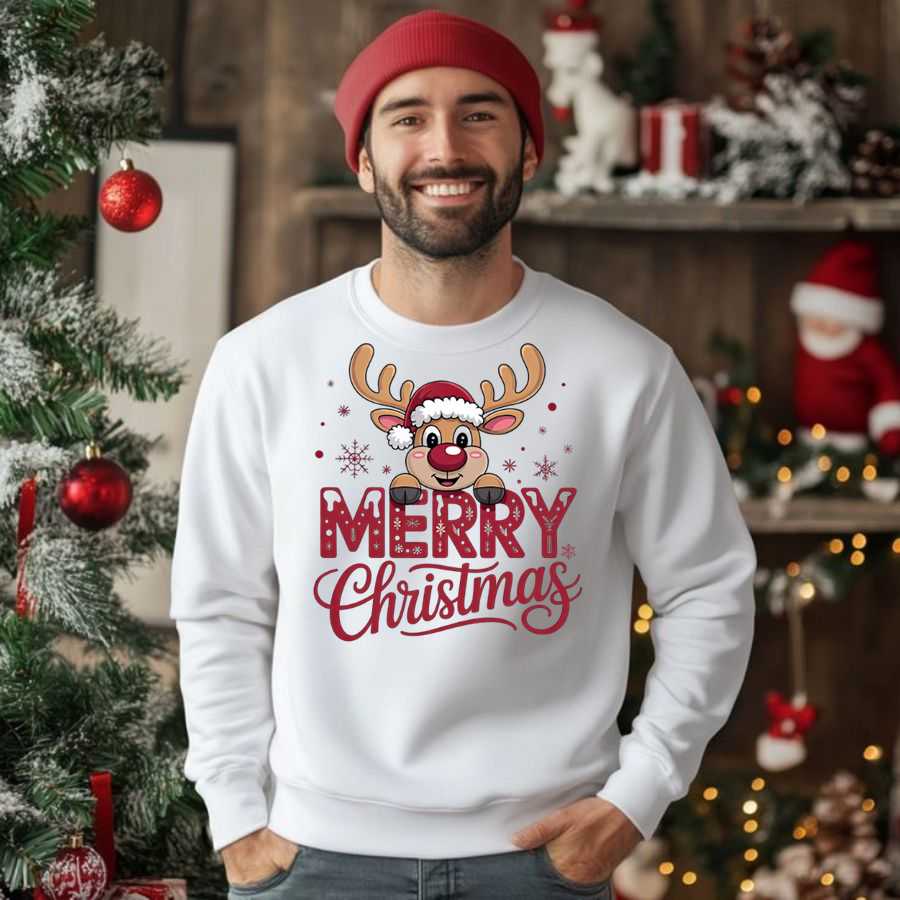 Snowflake Merry Christmas Crewneck Sweatshirt