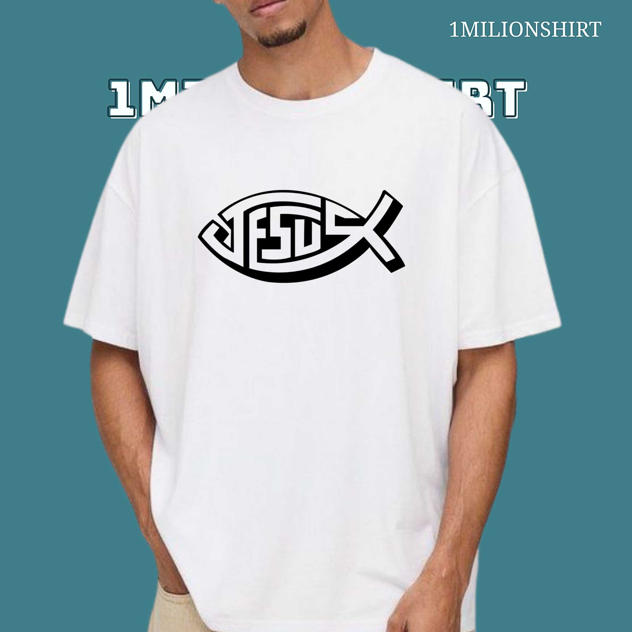Jesus Ichthys T-Shirt – Symbolic Faith Tee, Christian Fish Logo Design