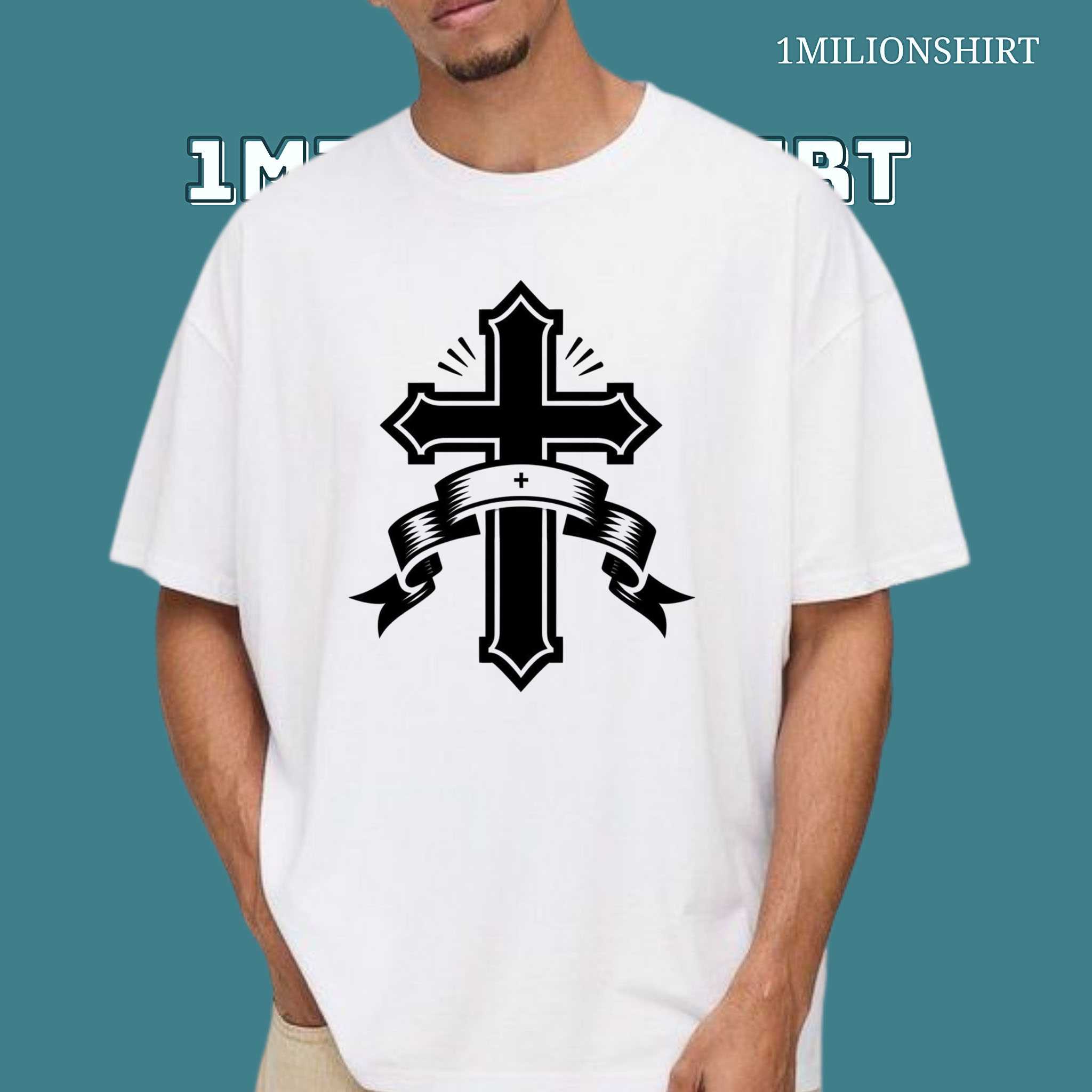 Ornate Christian Cross T-Shirt – Timeless Faith, Banner Graphic Tee