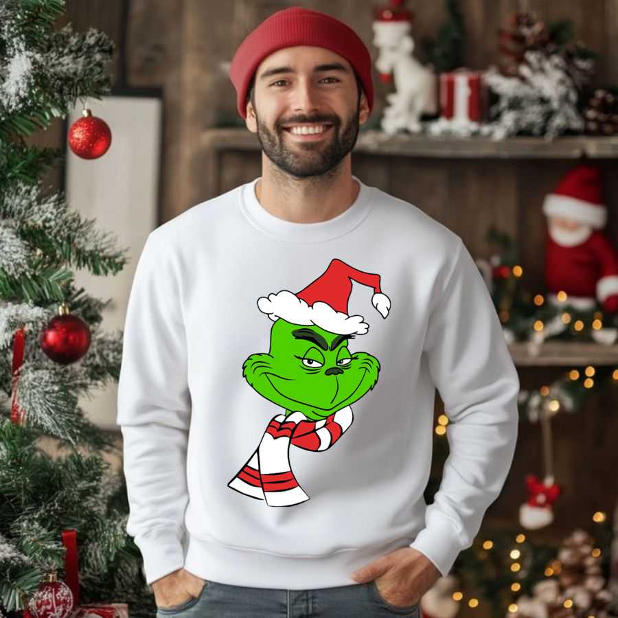Green Grinch Santa Christmas Sweatshirt 2 Green Grinch Santa Christmas Sweatshirt 2