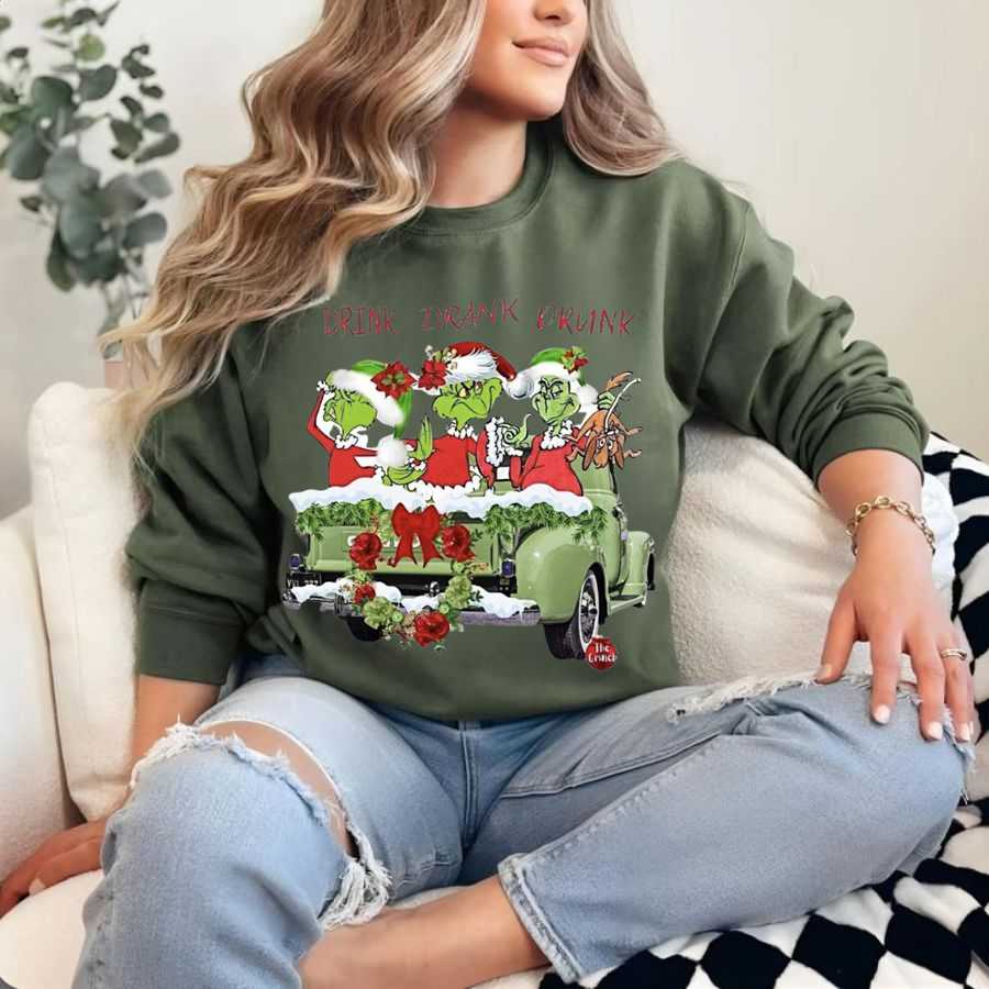 The Drink Drank Drunk Christmas Crewneck Sweatshirt