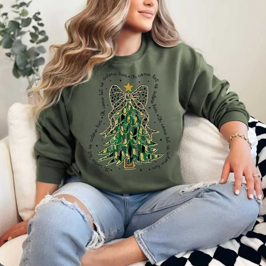 The Adore Him Tree Christmas Sweatshirt