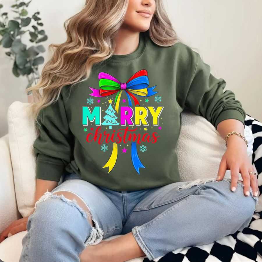 Rainbow Merry Christmas Crewneck Sweatshirt