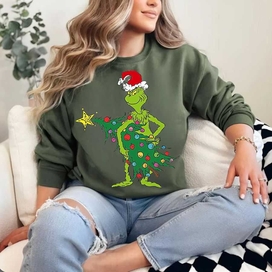 The Grinch Tree Costume Christmas Sweatshirt