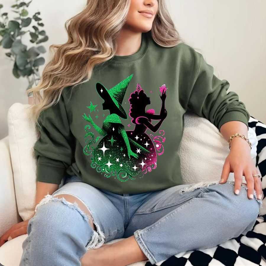 Defying Gravity Action Sweatshirt - Glinda & Elphaba Flying Silhouette Defying Gravity Action Sweatshirt - Glinda & Elphaba Flying Silhouette