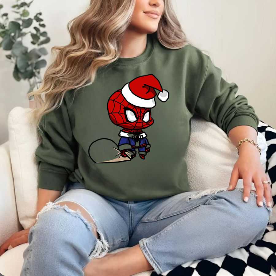 Holiday Chibi Spiderman Delivering Gifts Sweatshirt Holiday Chibi Spiderman Delivering Gifts Sweatshirt