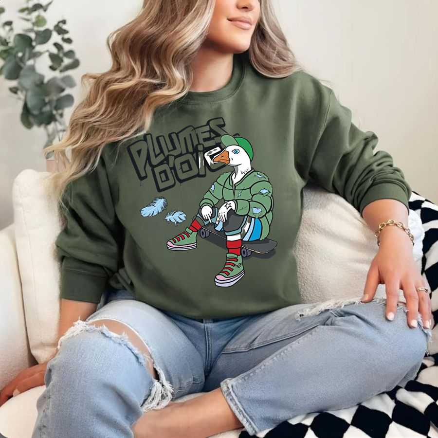 "peace" Goose On Skateboard Streetwear Sweatshirt "peace" Goose On Skateboard Streetwear Sweatshirt