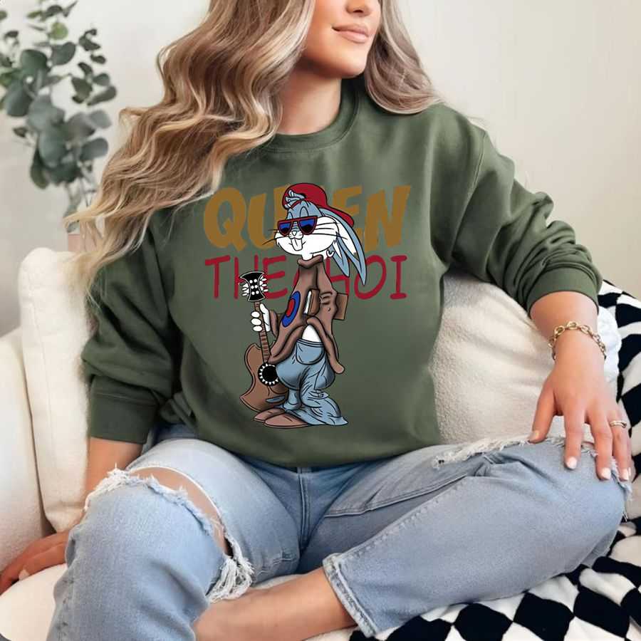 "queen" Bugs Bunny Hip-Hop Streetwear Sweatshirt "queen" Bugs Bunny Hip-Hop Streetwear Sweatshirt
