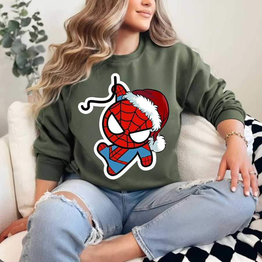 Running Chibi Spider-Man Christmas Sweatshirt Running Chibi Spider-Man Christmas Sweatshirt