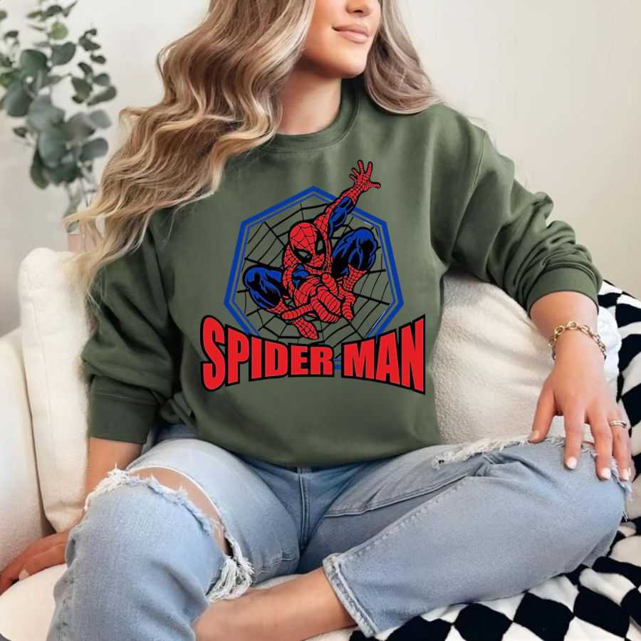 Classic Comic Book Spider-Man Title Logo Sweatshirt Classic Comic Book Spider-Man Title Logo Sweatshirt