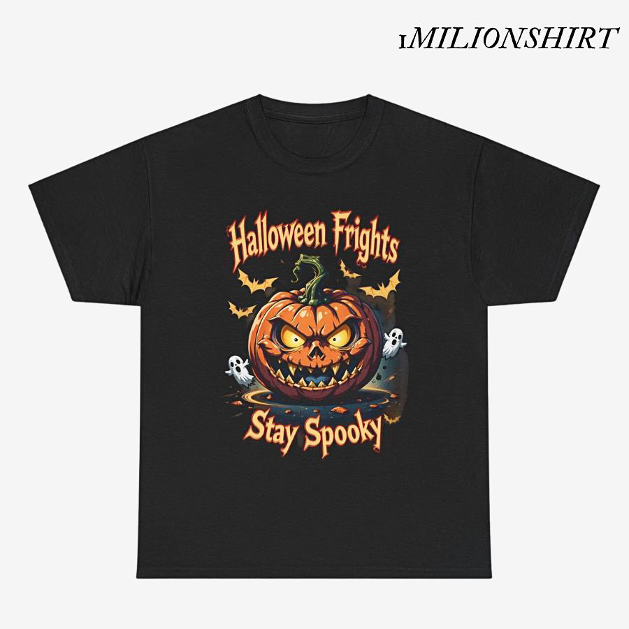 Stay Spooky Halloween T-Shirt, Scary Pumpkin Ghost Graphic Tee