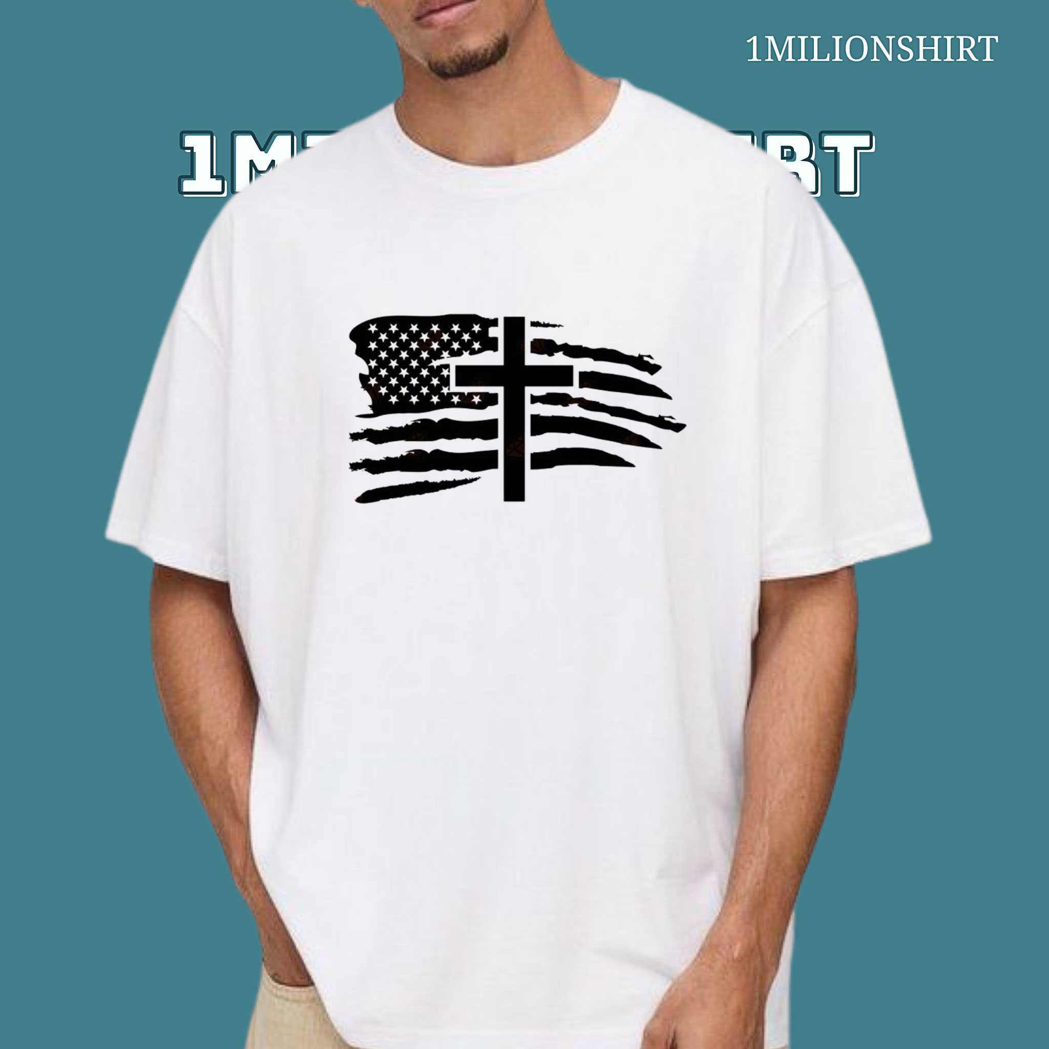 American Flag Cross T-Shirt – Patriotic Christian Tee, Usa Faith Shirt