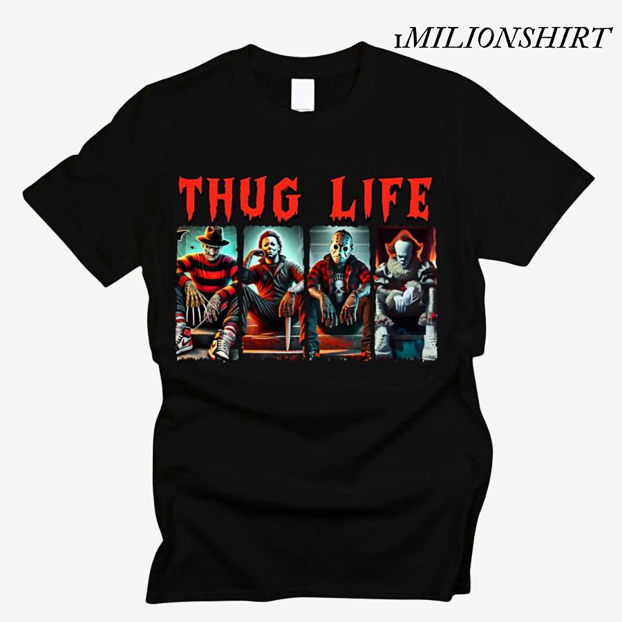 Halloween Thug Life T-Shirt, Horror Icons Graphic Tee