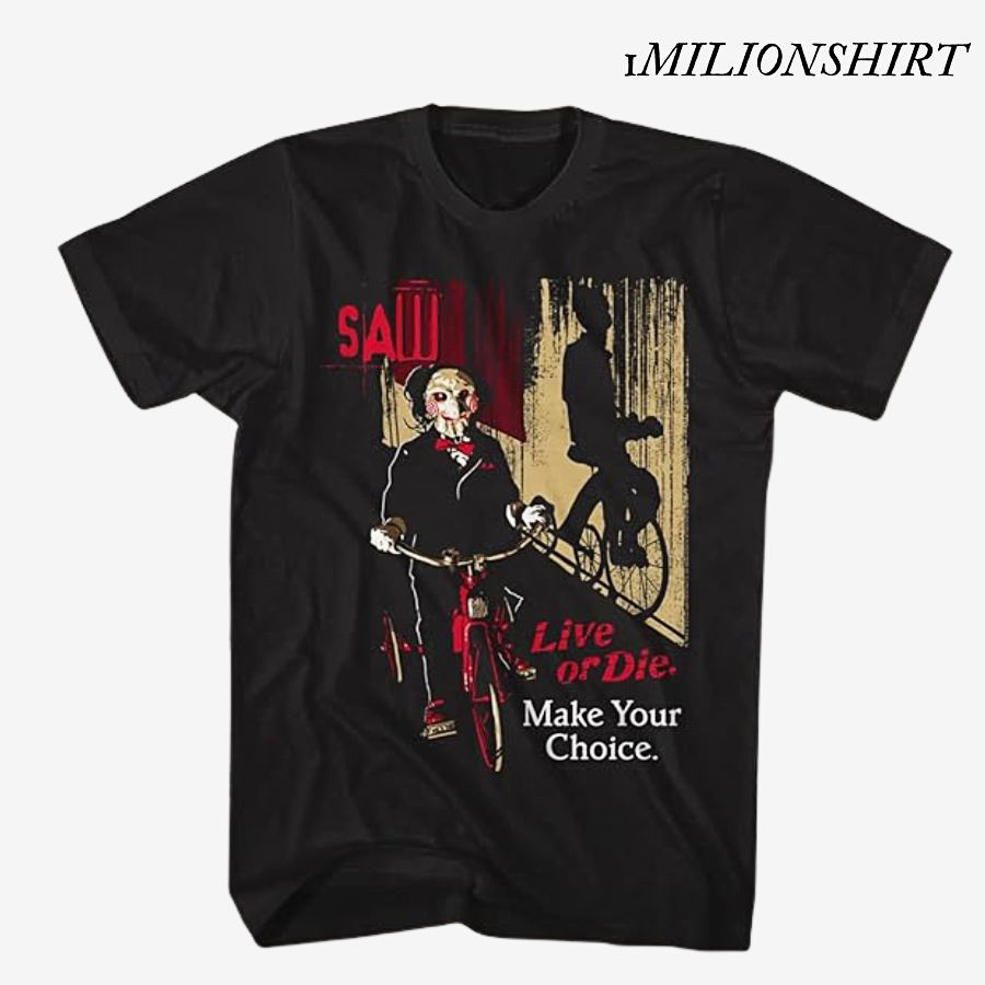 Saw Horror Movie T-Shirt, Live Or Die Graphic Tee
