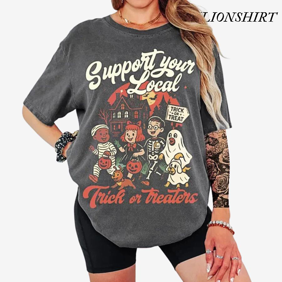 Support Local Trick-Or-Treaters T-Shirt, Retro Halloween 2025 Tee