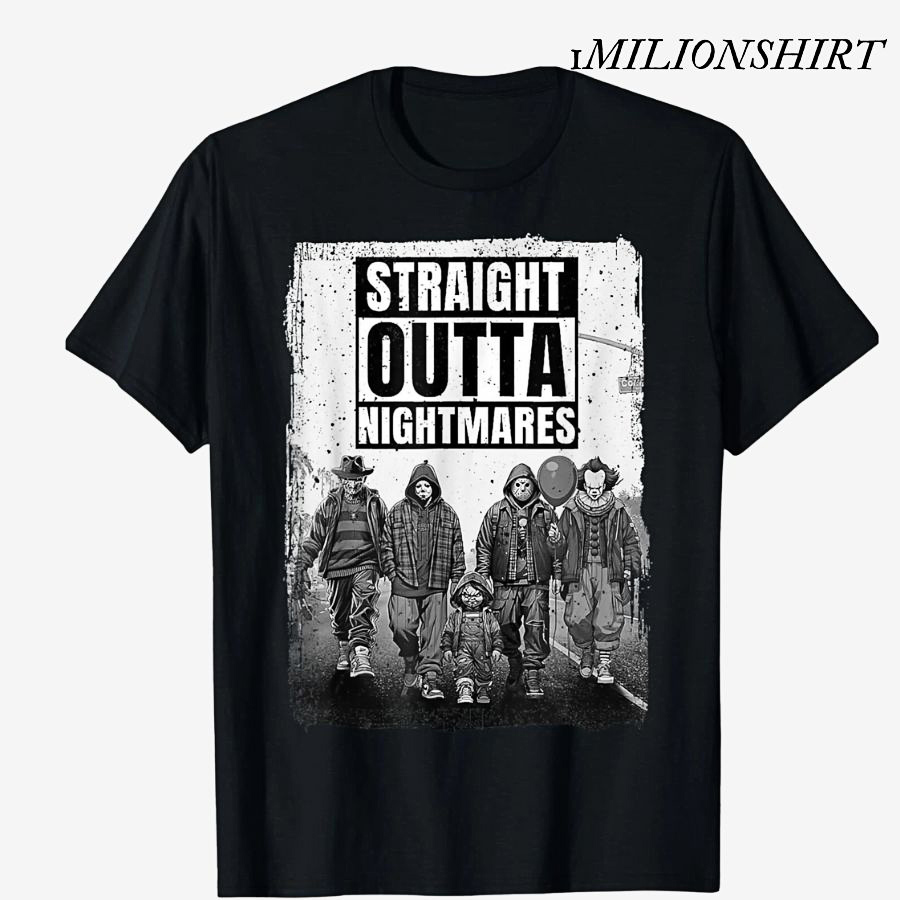 Vintage Horror Halloween T-Shirt, Straight Outta Nightmares Tee