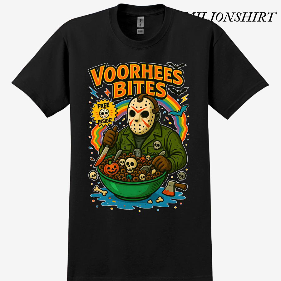Voorhees Bites Halloween T-Shirt, Gildan Horror Graphic Tee
