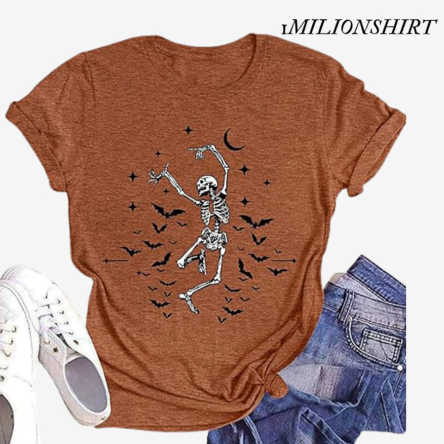 Women’s Halloween Skeleton T-Shirt, Dance Skeleton Graphic Tee