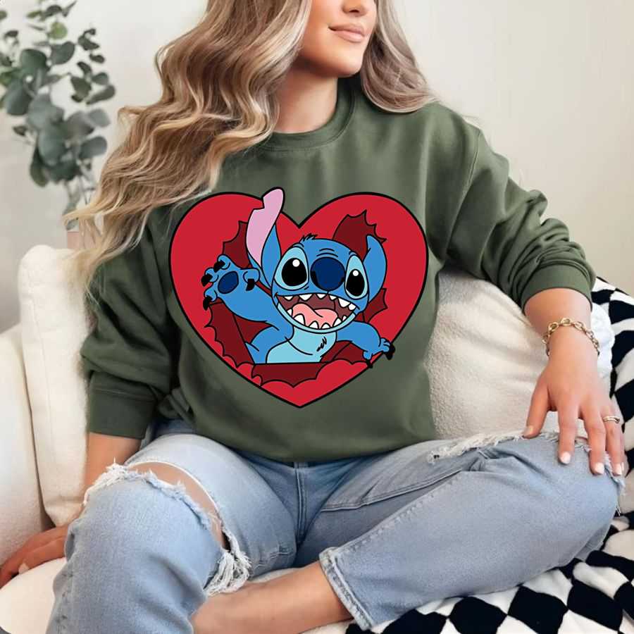 Disney Stitch Holding Heart Sweatshirt