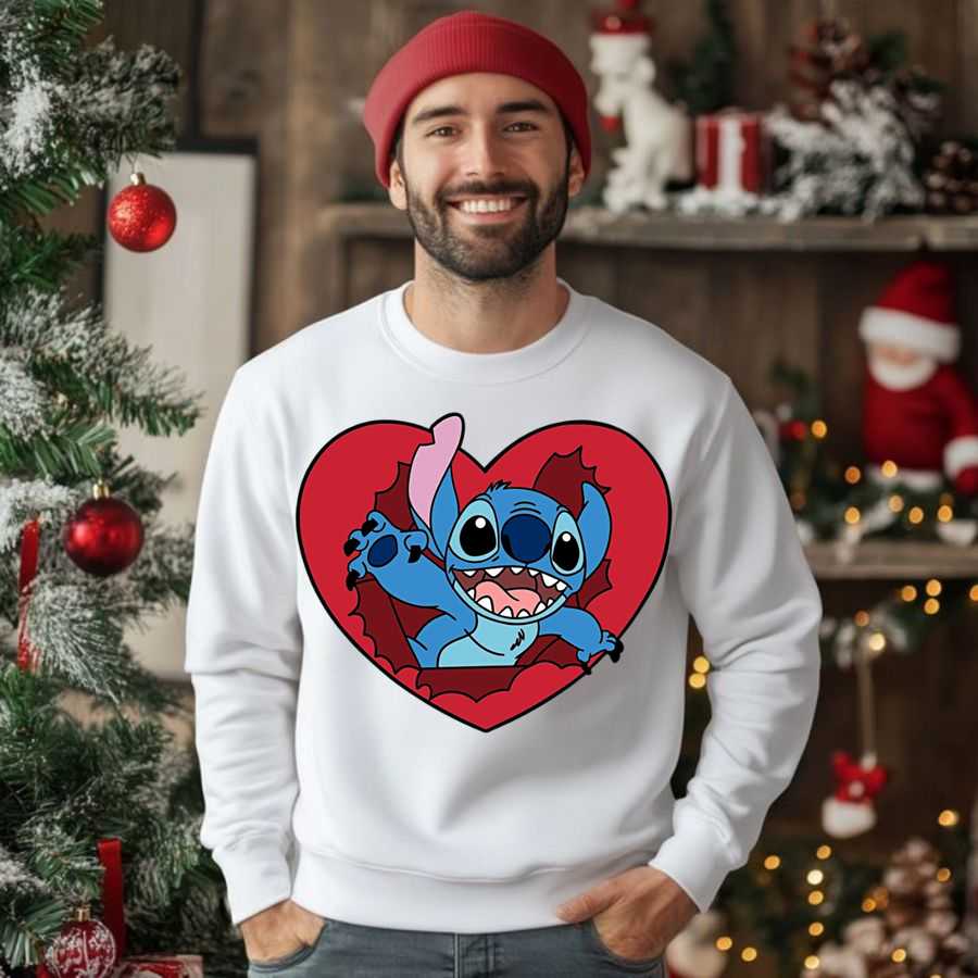 Disney Stitch Holding Heart Sweatshirt 2 Disney Stitch Holding Heart Sweatshirt 2