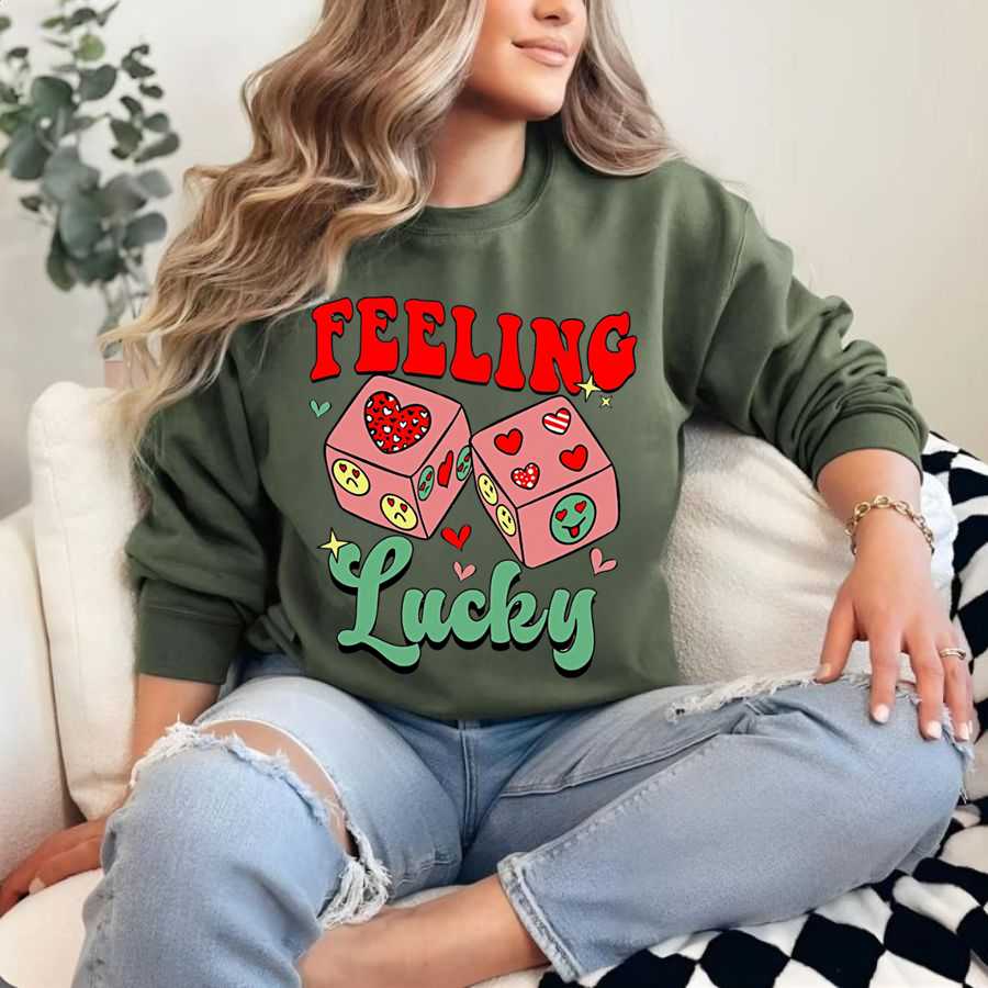 Feeling Lucky Clover Heart St. Patrick's Day Sweatshirt