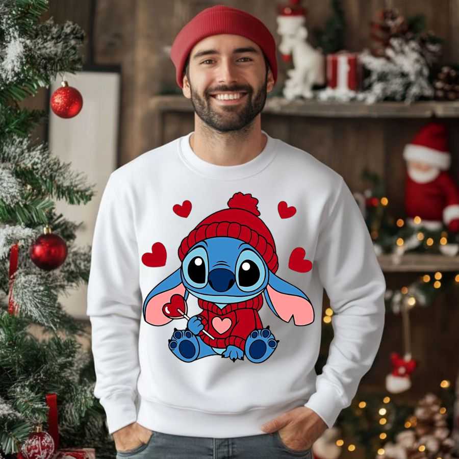Disney Stitch Holding Heart On A Stick Sweatshirt 2 Disney Stitch Holding Heart On A Stick Sweatshirt 2