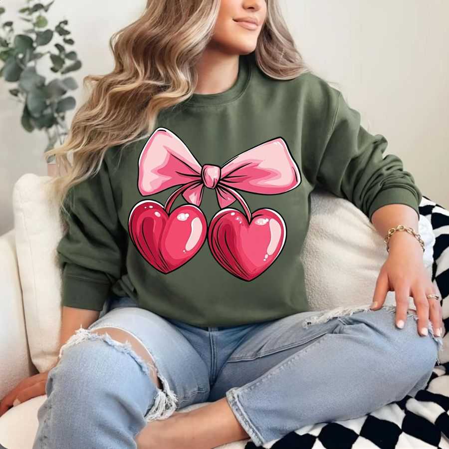 Oversized Heart Bow Valentine's Day Sweatshirt