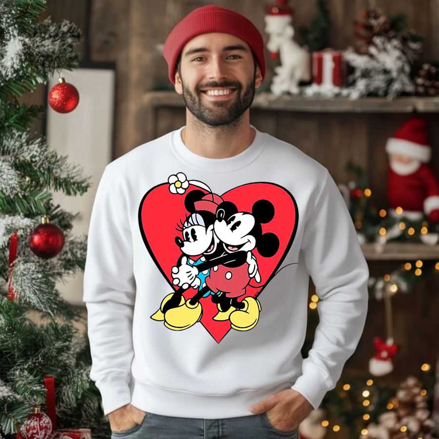 Sweetheart Mickey & Minnie Mouse Hugging Sweatshirt 2 Sweetheart Mickey & Minnie Mouse Hugging Sweatshirt 2