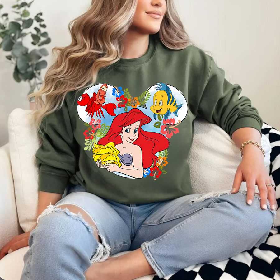 Disney Little Mermaid Ariel, Flounder & Sebastian Sweatshirt