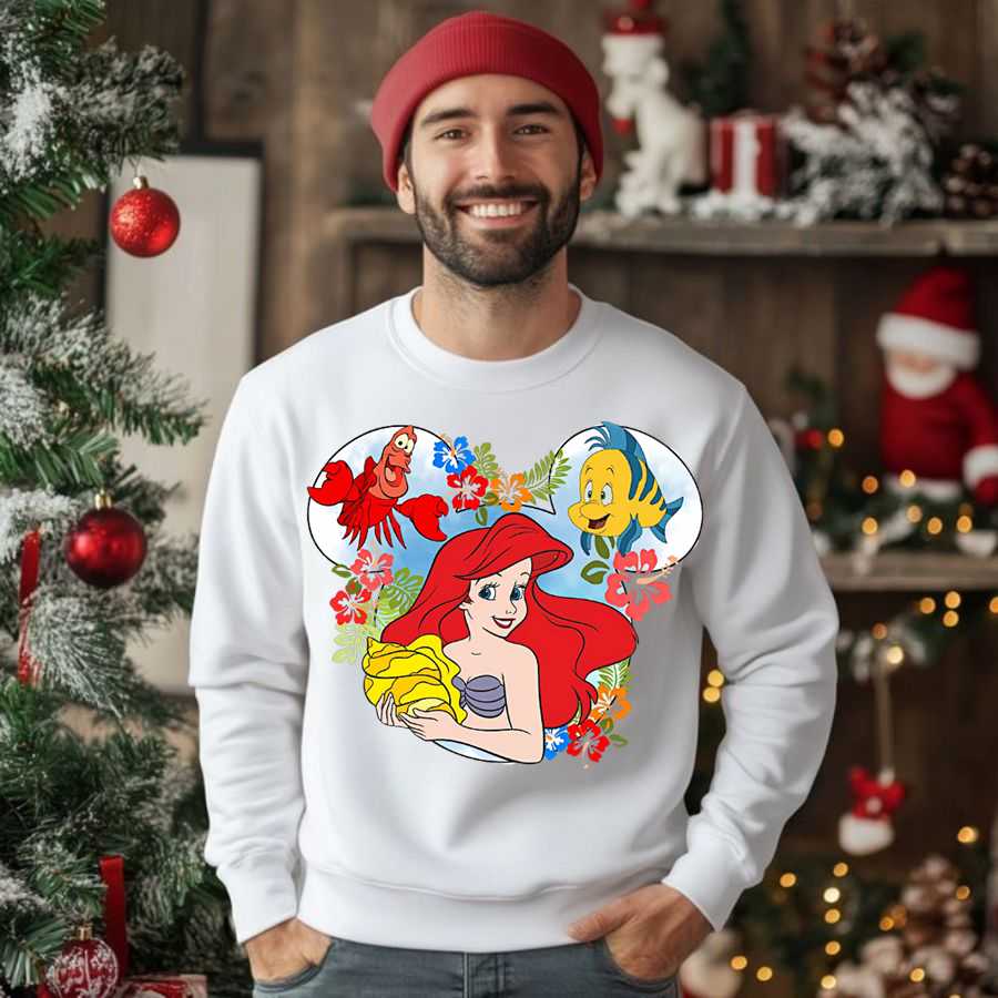 Disney Little Mermaid Ariel, Flounder & Sebastian Sweatshirt 2 Disney Little Mermaid Ariel, Flounder & Sebastian Sweatshirt 2