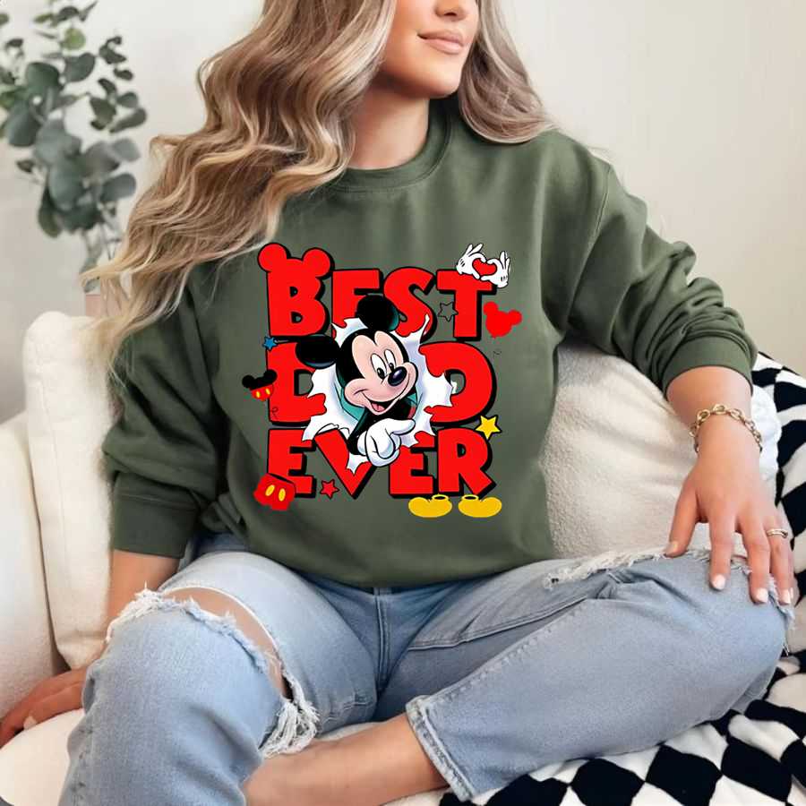 Disney Mickey & Pluto "best Dad Ever" Sweatshirt