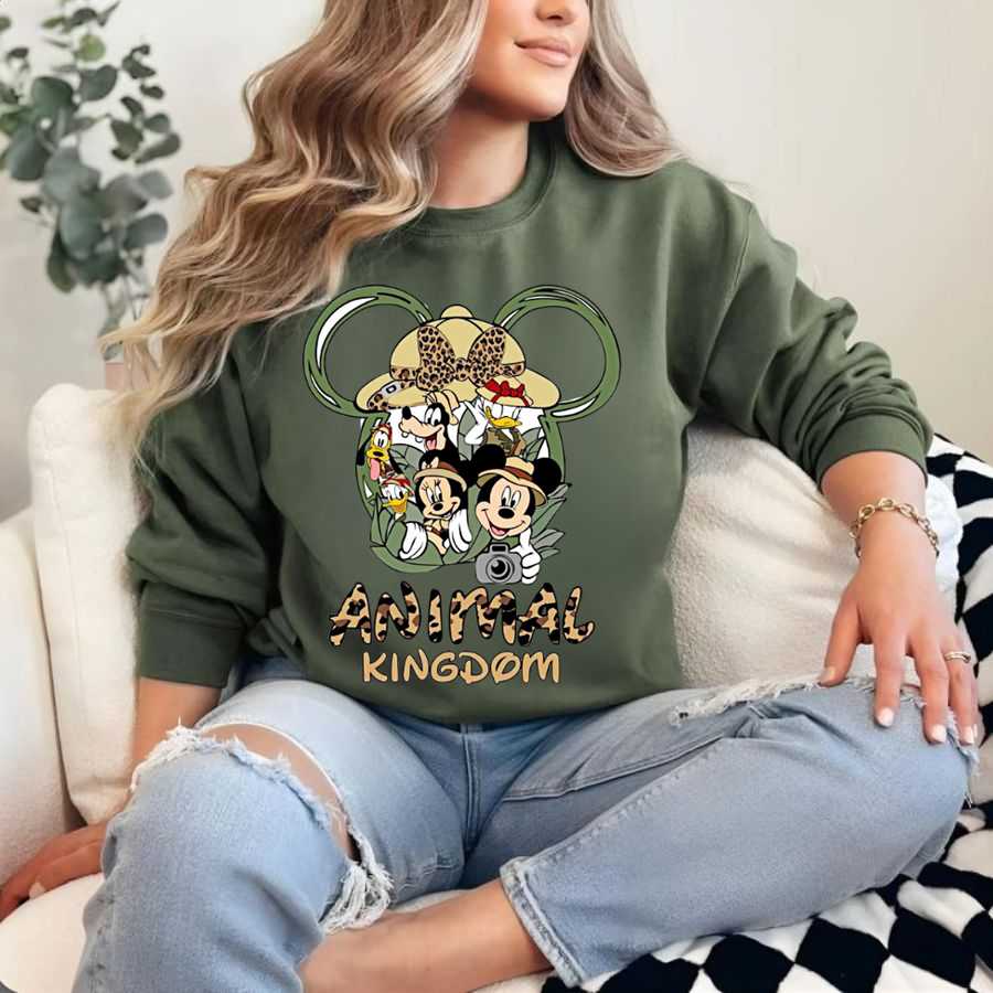 Disney Animal Kingdom Leopard Print Mickey Ears Sweatshirt