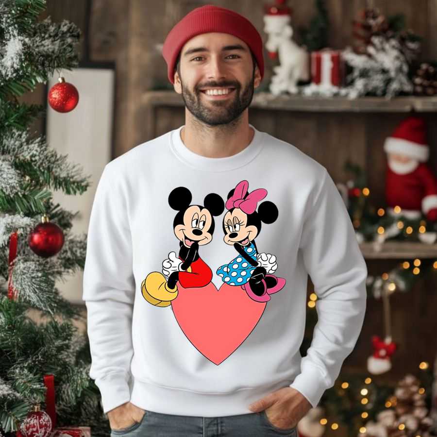 Disney Mickey & Minnie Mouse Hugging Heart Sweatshirt