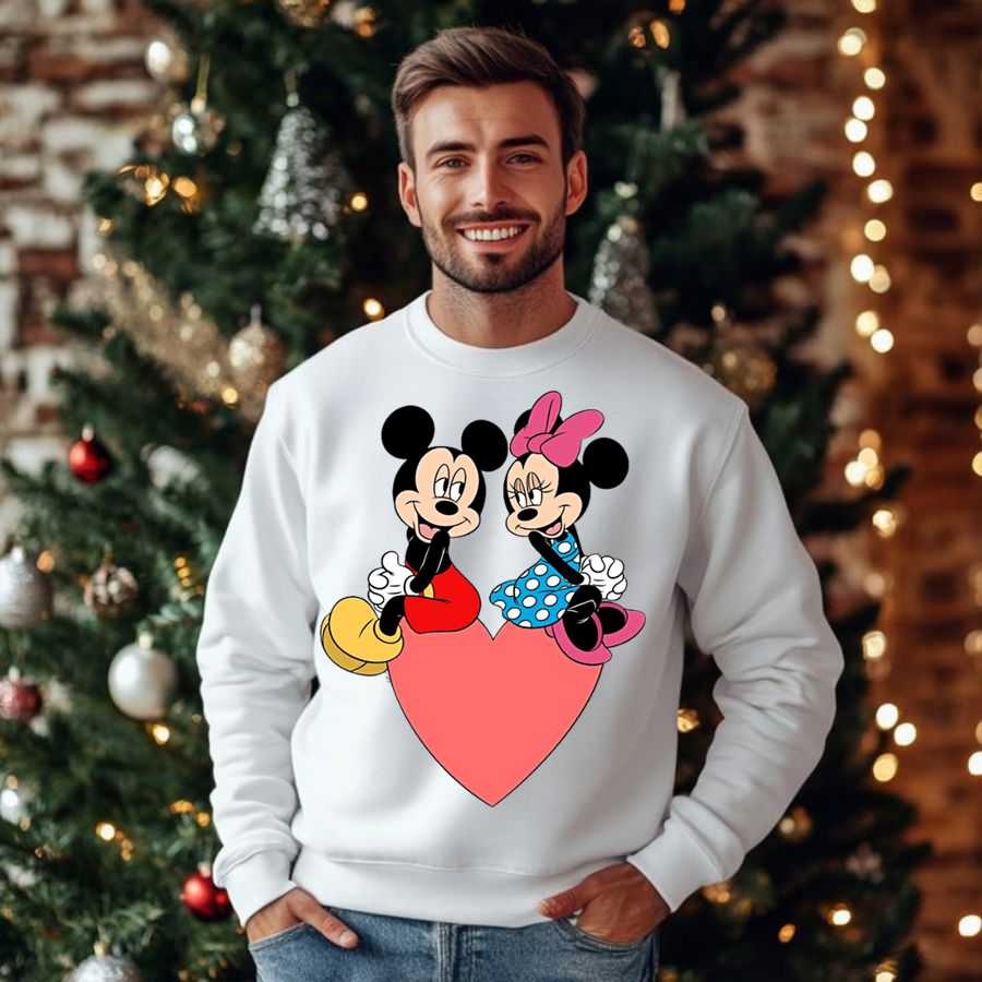 Disney Mickey & Minnie Mouse Hugging Heart Sweatshirt 2 Disney Mickey & Minnie Mouse Hugging Heart Sweatshirt 2