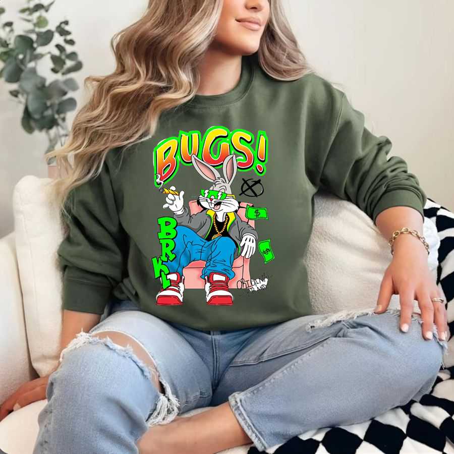 Looney Tunes Bugs Bunny "looney Thug" Style Sweatshirt