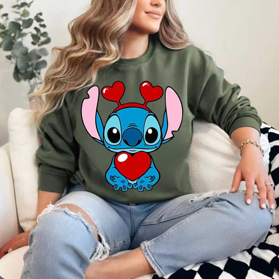Disney Stitch Heart Graphic Sweatshirt