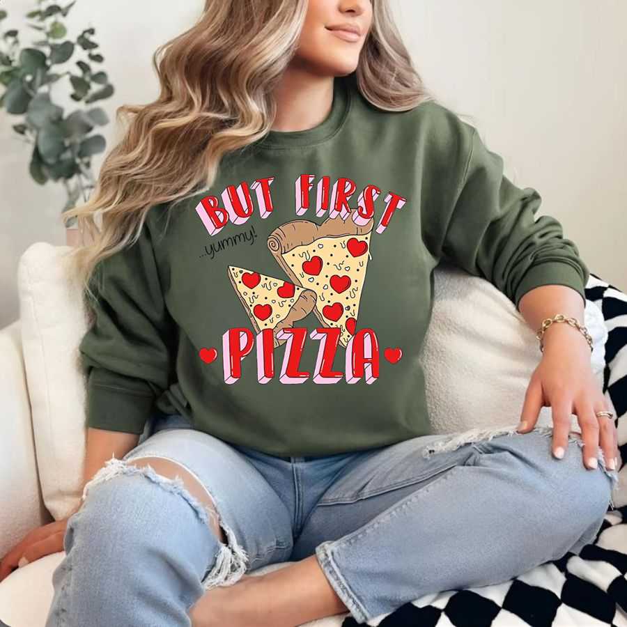 Funny "my Heart Belongs To Pizza" Valentine Sweatshirt