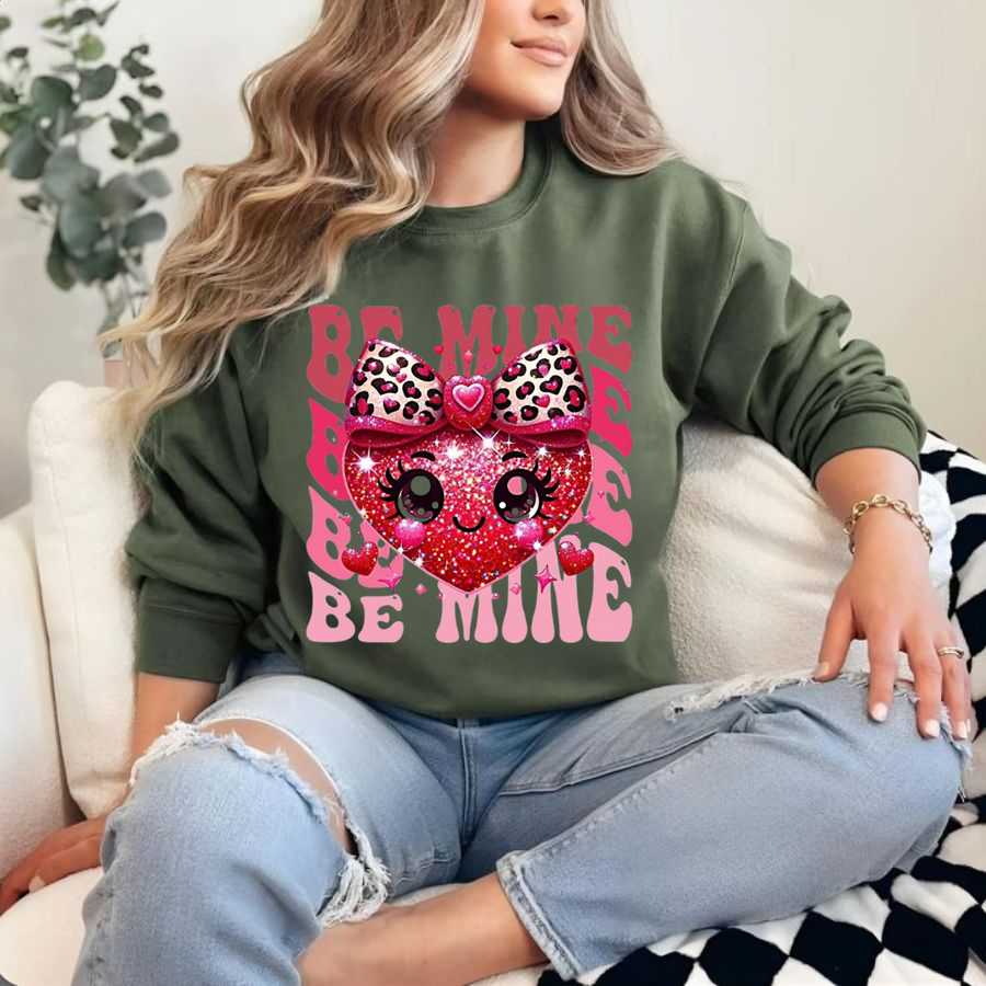 Patterned Valentine Hearts "be Mine" Sweatshirt
