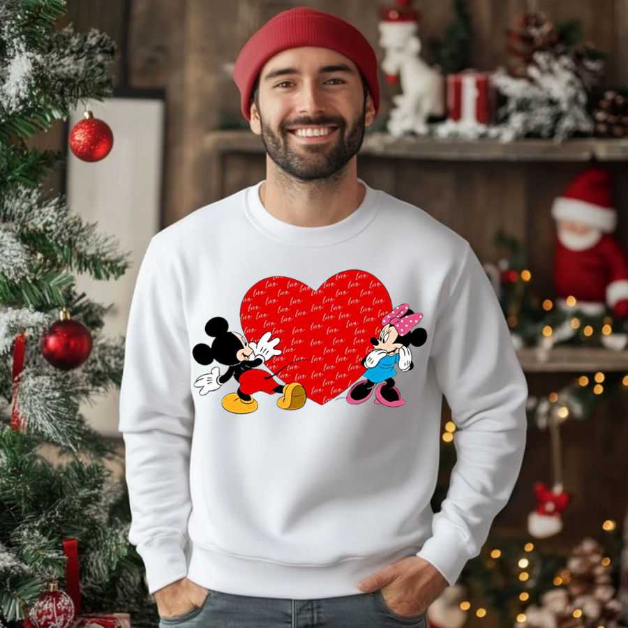 Disney Mickey & Minnie Mouse Patterned Heart Sweatshirt 2 Disney Mickey & Minnie Mouse Patterned Heart Sweatshirt 2