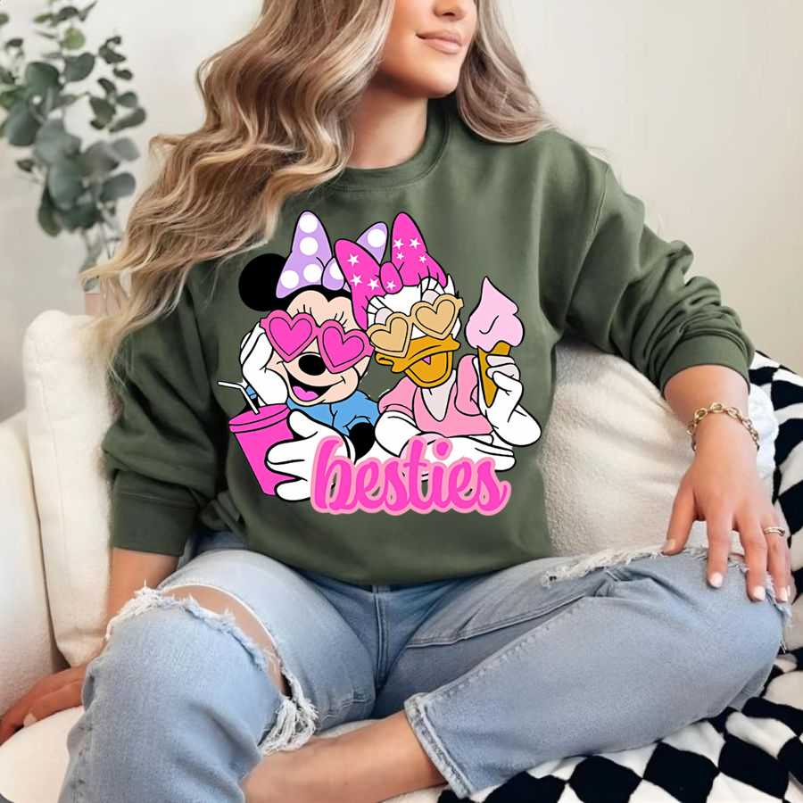 Disney Daisy & Minnie Mouse Besties Heart Sweatshirt Disney Daisy & Minnie Mouse Besties Heart Sweatshirt