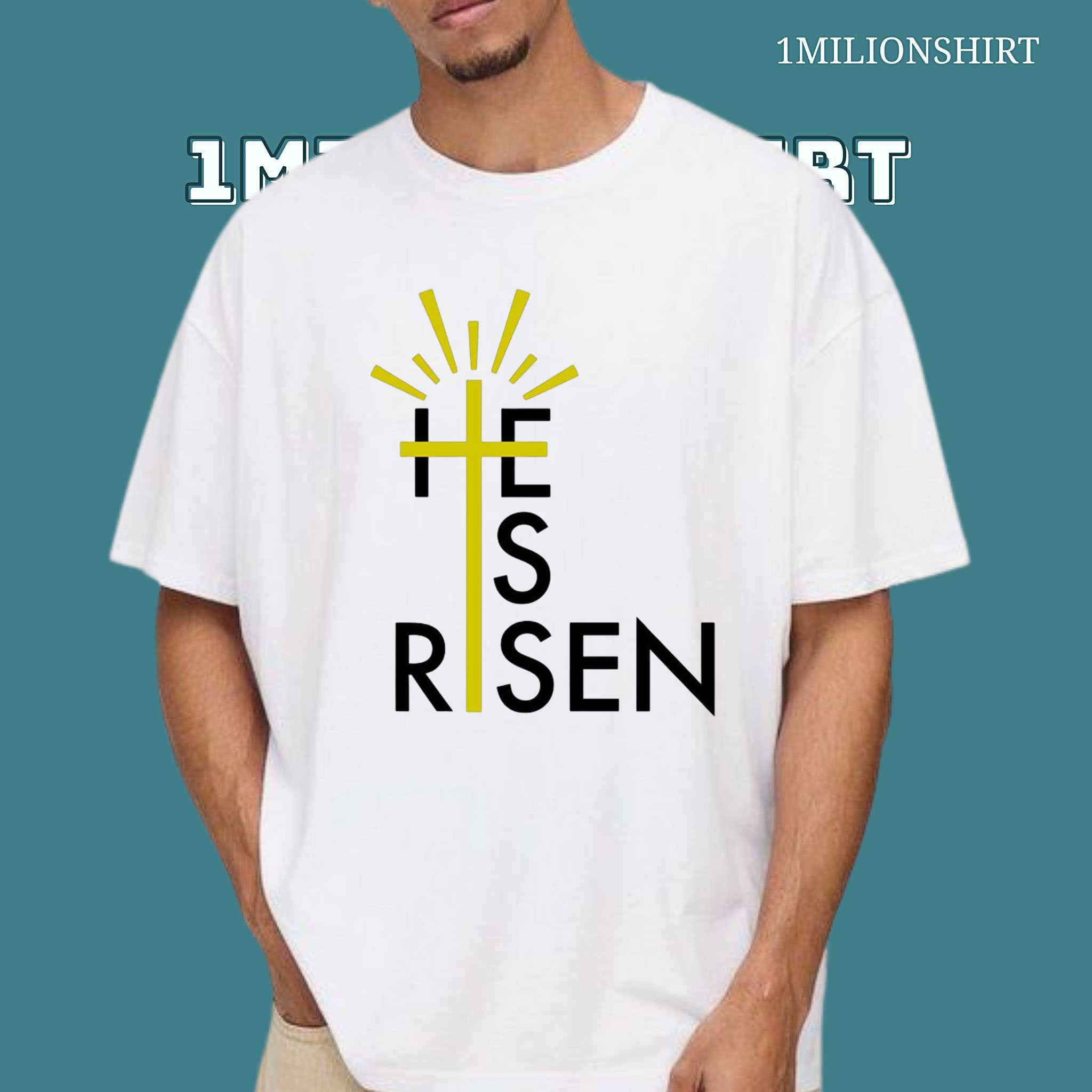 He Is Risen T-Shirt – Christian Easter Shirt With Bunny Design