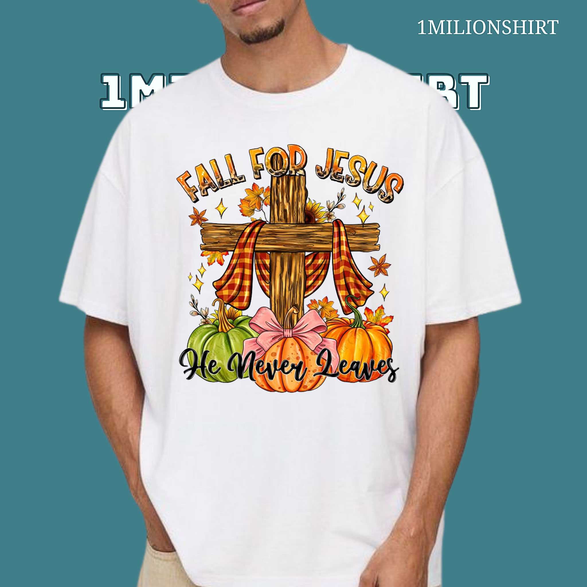 Fall For Jesus Shirt – Cross Pumpkin Sunflower Christian Tee