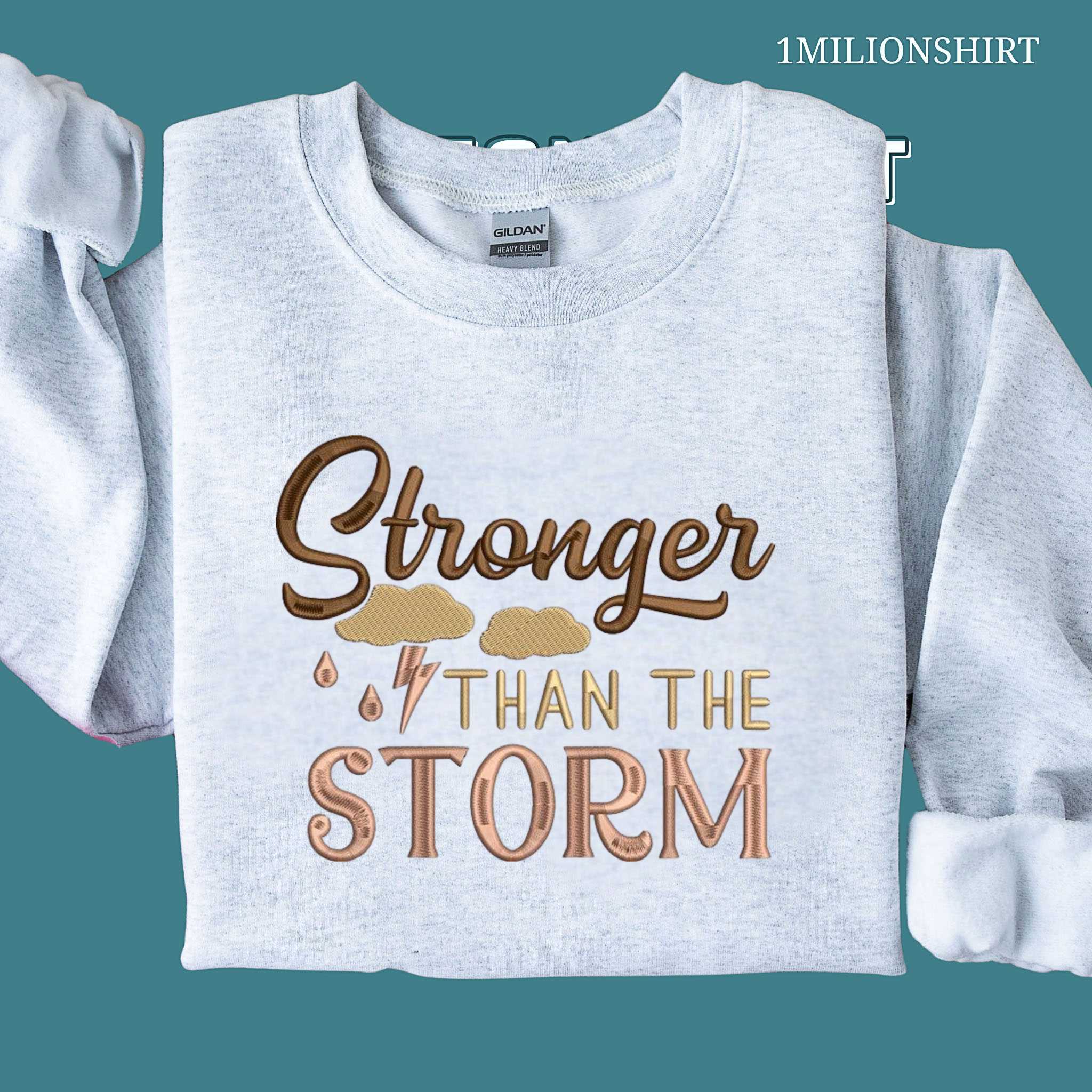 Stronger Than The Storm Embroidered T-Shirt – Faith Strength Shirt