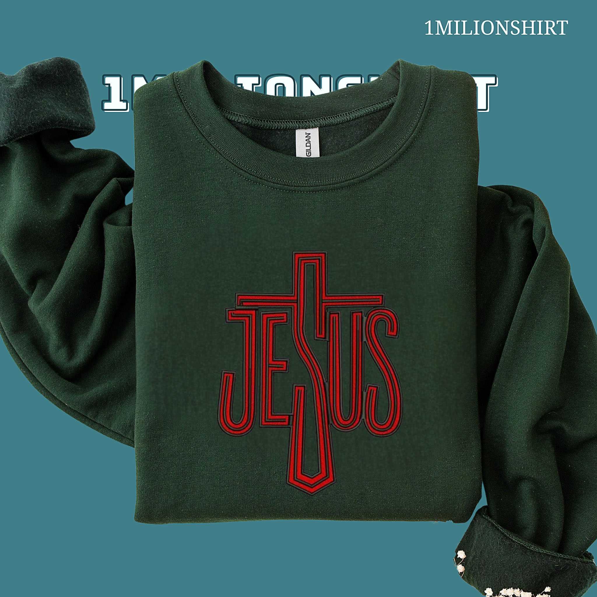 Embroidered Jesus Cross T-Shirt – Minimalist Christian Tee For Men & Women